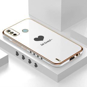 Hontinga for Tecno Spark 6 Go / Spark Go 2020 Back Cover Luxury 6D Plating Lover Heart Side Pattern Case Soft Silicone Square Phone Cases