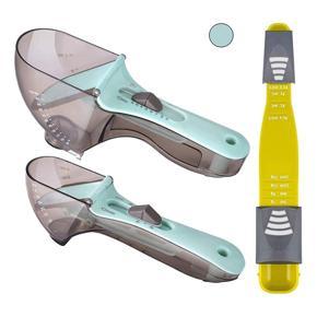 3 Pcs Adjustable Measuring Cups and Spoons Sets,Large Tablespoon & Small Teaspoon,Measurements for Solid/Powder/Liquid