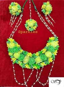 Artificial flower Green color Gohona Set-4pc