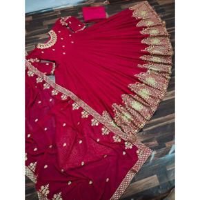 Party Gown- Weightless Georgette Semi Stitched Heavy Soft Dress Best Quality Embroidery Work With Anarkali Gown For Girl And Women.