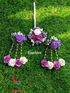 NON BRIDAL EARRING & TIKLI SET(Purpie Colour)
