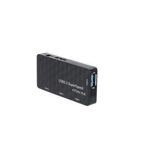 1 USB Charger Supply and Four Interface Usb3.0 Hub Usb3.0 Splitter Extender - black