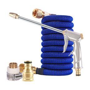 High Pressure Pis-tol Grip Sprayer Water g(un with Expandable Garden Water Hose (25ft) + Pipe Connector Kit