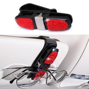 Bling Sunglasses Holder Clip Diamond Rhinestone Shining 180 Degree Rotation Glasses Holder for Car