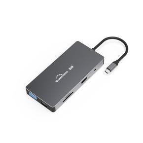 Type-C Docking Station Hdmi/Network Port/Card Reader Pd Ten-In-One Converter - black