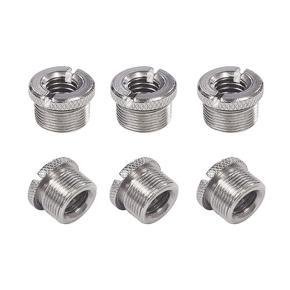 6 Pcs 5/8 inch Male to 3/8 inch Female Mic Converter Threaded Screw Adapter with Knurls for Microphone Stands Mounts