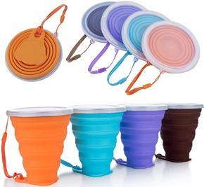 Collapsible Coffee Cup Silicone Folding Cup/Mug Sport Bottle with Lids, Foldable & Portable & Lightweight Travel Cup for Outdoor Camping Hiking, 8.79oz(270ml)