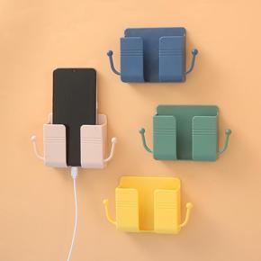 1pcs Wall Mounted Organizer Storage Box Remote Control Mounted Mobile Phone Plug Wall Holder Charging Multifunction Holder Stand