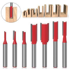 DASI 1/4 inch Shank Milling Cutter bit Lengthened Woodworking Double-Edged Straight Knife Engraving Woodworking Milling Cutter Tool
