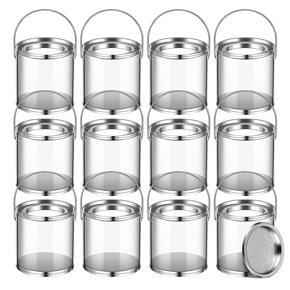 ARELENE 12Pack Mini Clear Plastic Paint Cans Small Empty Paint Cans for Crafts Candy DIY Projects Party Favor Decor,3 x 3 Inches