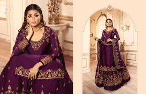 Maroon Georgette Embroidery Work Party Wear Salwar Suit / Party Dress for Women