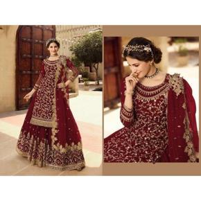 Maroon Georgette Embroidery Work Party Wear Salwar Suit / Party Dress for Women