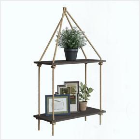 Hanging Wall Shelves, Swing Rope Floating Shelf, 2 Tier Hanging Storage Shelves for Living Room/Bedroom/Bathroom and Kitchen
