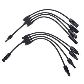 Pair MC4 Connectors Y Branch 1 to 4 Parallel Adapter Cable Wire Plug Tool Kit for Solar Panel