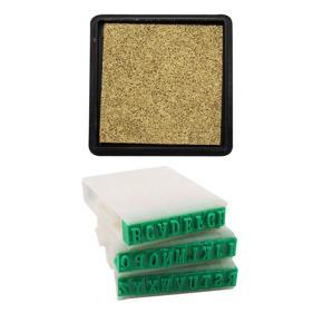 BRADOO- 26 Pcs Detachable 26-Letters English Alphabet Plastic Stamp & 1 Pcs Ink Pad Stamp Pad Gold