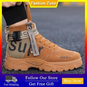 Martin Boots Men's Fall 2022 High-top British Style Casual All-match Men's Shoes Tooling Men's Shoes Fashion Men's Boots Pu Rubber Sole 39-44 Workwear Boots