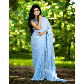 Sky Blue Weightless Georgette Saree for Women