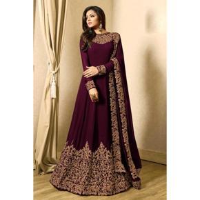ahelia-Maroon Georgette Embroidery Work Party Wear Salwar Suit / Party Dress for Women