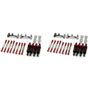 ARELENE 2X Upgrade Metal Pull Rod Tie Rod Pull Rod Base Shock Absorber for WPL B14 B24 C14 C24 C34 1/16 RC Car Spare Parts,Red