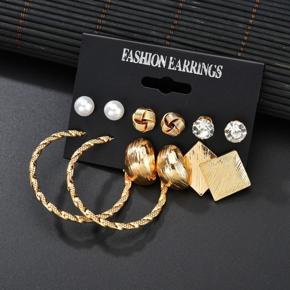 Trendy 6 Pairs = 12 Pcs Vintage Mixed Style Round Geometric Circle Hoop Earrings Set for Girls Simple Stylish Women/ Earrings for Girls Metal Crystal Earrings Party Jewelry Gift/ Earring for Women New