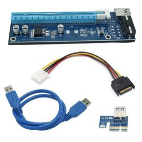 Pci-E1X To 16X Extension Cable Graphics Extension Cable Pci-E Interface 4Pin - Blue