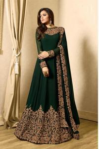 Maroon Georgette Embroidery Work Party Wear Salwar Suit / Party Dress for Women