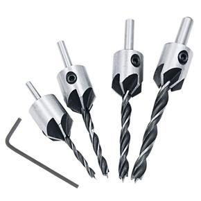 DASI 5/8PCS Flute Countersink Drill Bit Set 3-10mm HSS Hole Drill Woodworking Chamfer Bit Set