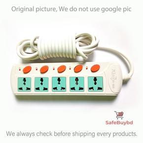 Multi plug long cable 2Pin/5Meter and 5Point Socket ( Pitoler Contact and Ceramic Pathor ) By SafeBuybd