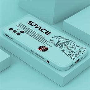Hontinga for Samsung Galaxy A51 4G Back Cover Cool Astronaut Pattern Case Soft Square Edge Liquid Silicone Phone Cases