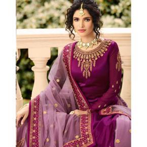 Red Georgette Embroidery Semi Stitched Perty Dress for Women
