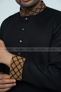 Men's Premium Quality Black Color Semi Long Panjabi