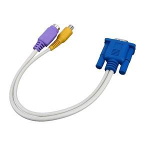 1pc 15Pin PC VGA SVGA TO S-Video RCA Composite AV TV Out Converter Adapter - white