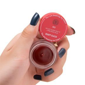 Beauty Glazed Velvet Matte Lipstick Mud Moisturize Waterproof Long Lasting Double Use For Lip And Cheek