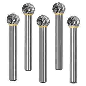 ARELENE 5 PCS Rotary Files Burrs 10Mm Head Ball Shape Carbide Rotary Burrs Set D Shape Shank Bits Burrs