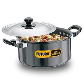 Hawkins Futura Hard Anodised Cook-n-Serve Stewpot with Hard Anodised Lid, Capacity 8.5 Litre